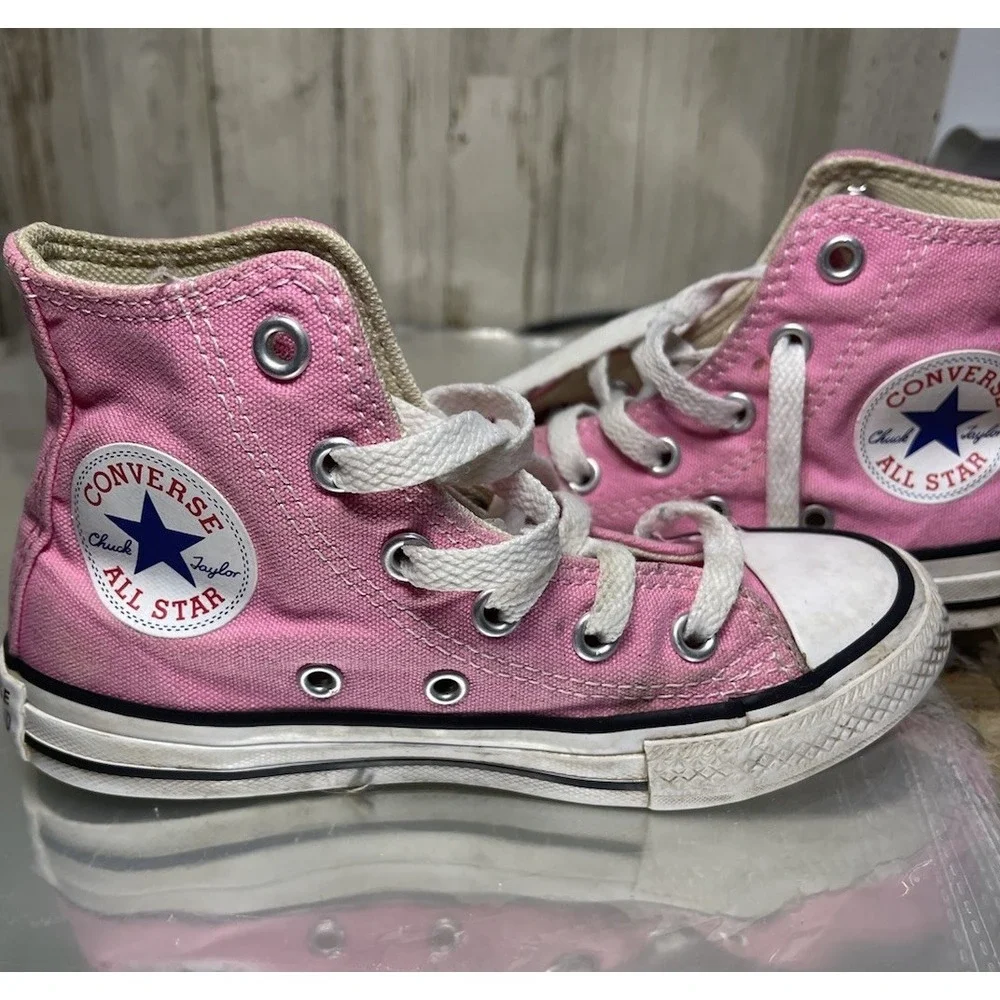 Pink Converse Chuck Taylors Girls Youth High Top Sneakers Size 11 8 Inches Long